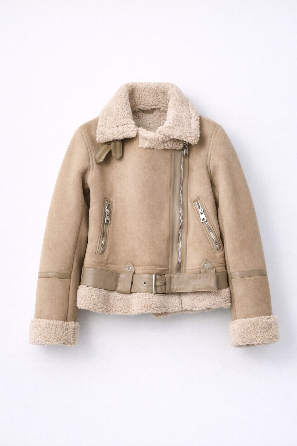 Zima – Luxe Suèdelook – Kurtka motocyklowa z futrem syntetycznym