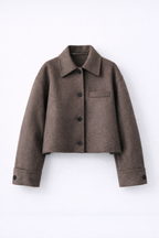 Jesień – Luksusowy Wełniany Płaszcz – Oversized Krótki Płaszcz