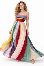 Sukienka maxi w kolorowe paski