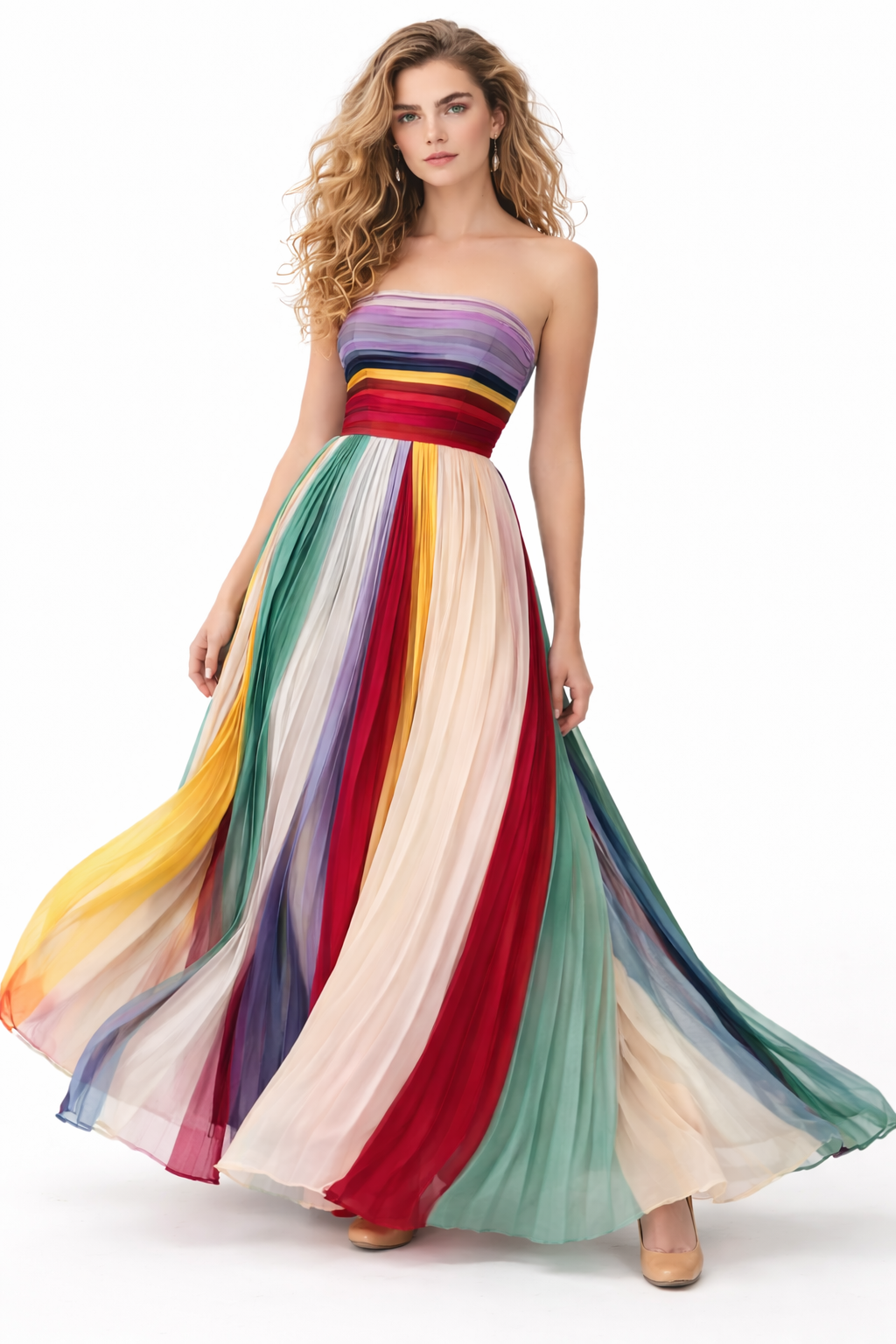 Sukienka maxi w kolorowe paski