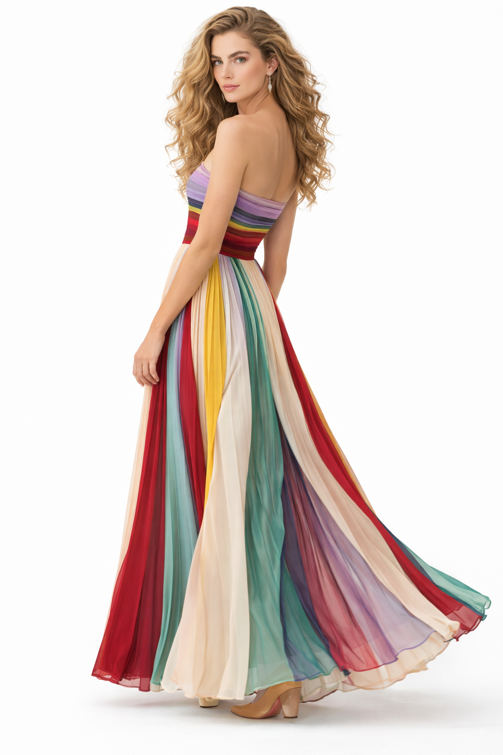 Sukienka maxi w kolorowe paski