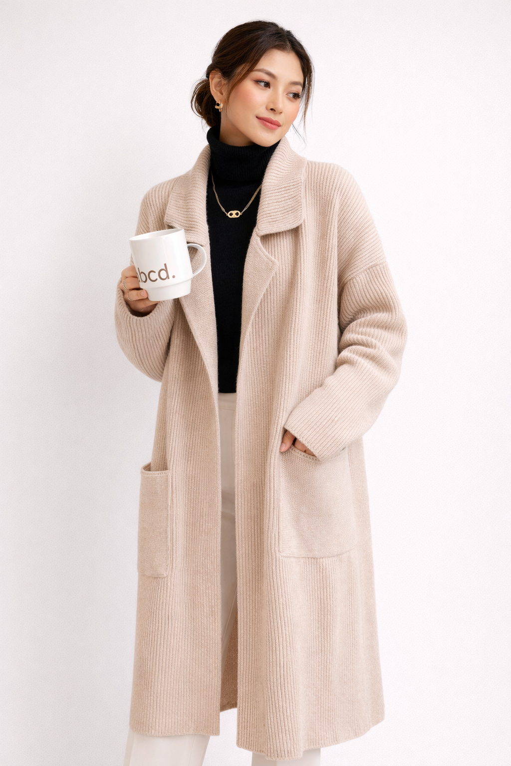 Jesień – Miękki Kardigan z Żebrowanym Splotem