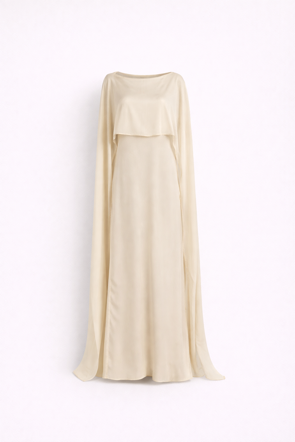 Lekka Sukienka Maxi z Satynowym Wyglądem z Peleryną