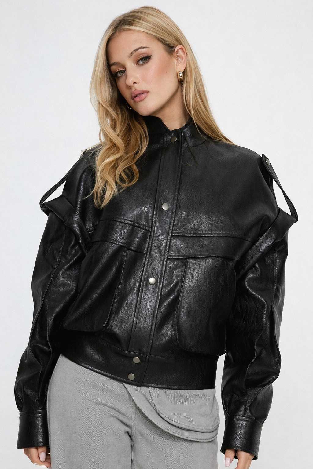 Całoroczna – Luksusowy wygląd skóry – Krótka kurtka