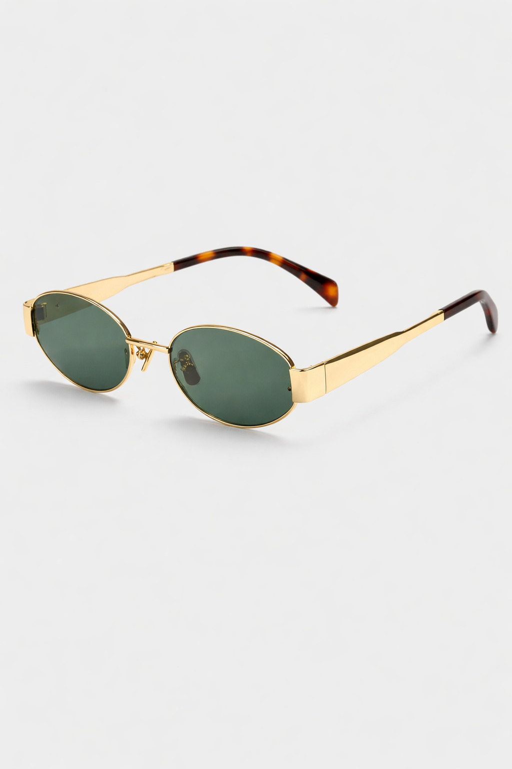 Luksusowe Owalne Okulary Słoneczne z Złotą Oprawą
