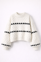 Sweter Krótkie Zakończenie z Efektownymi Rękawami