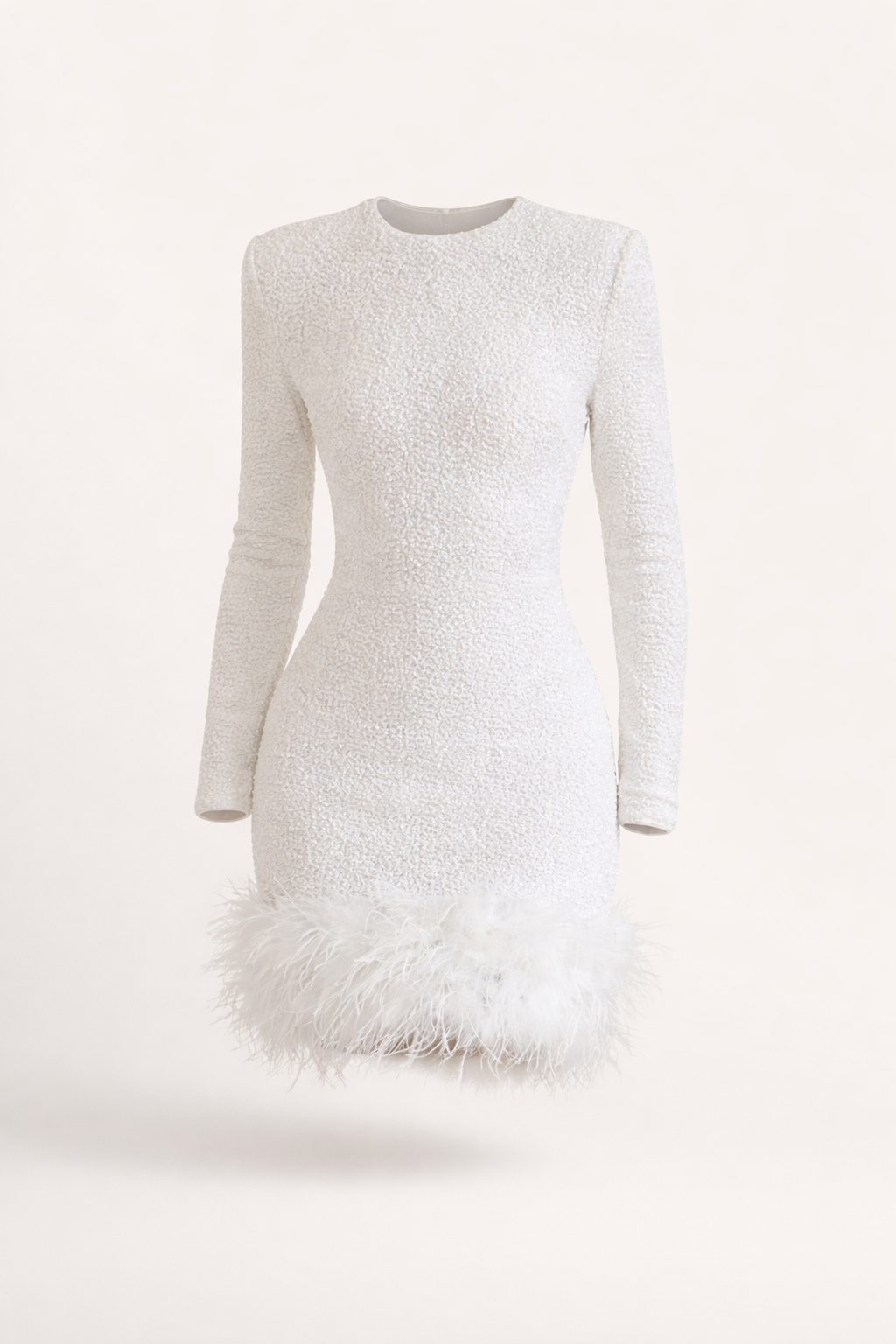 Luksusowa Sukienka Mini z Piórami i Cekiny