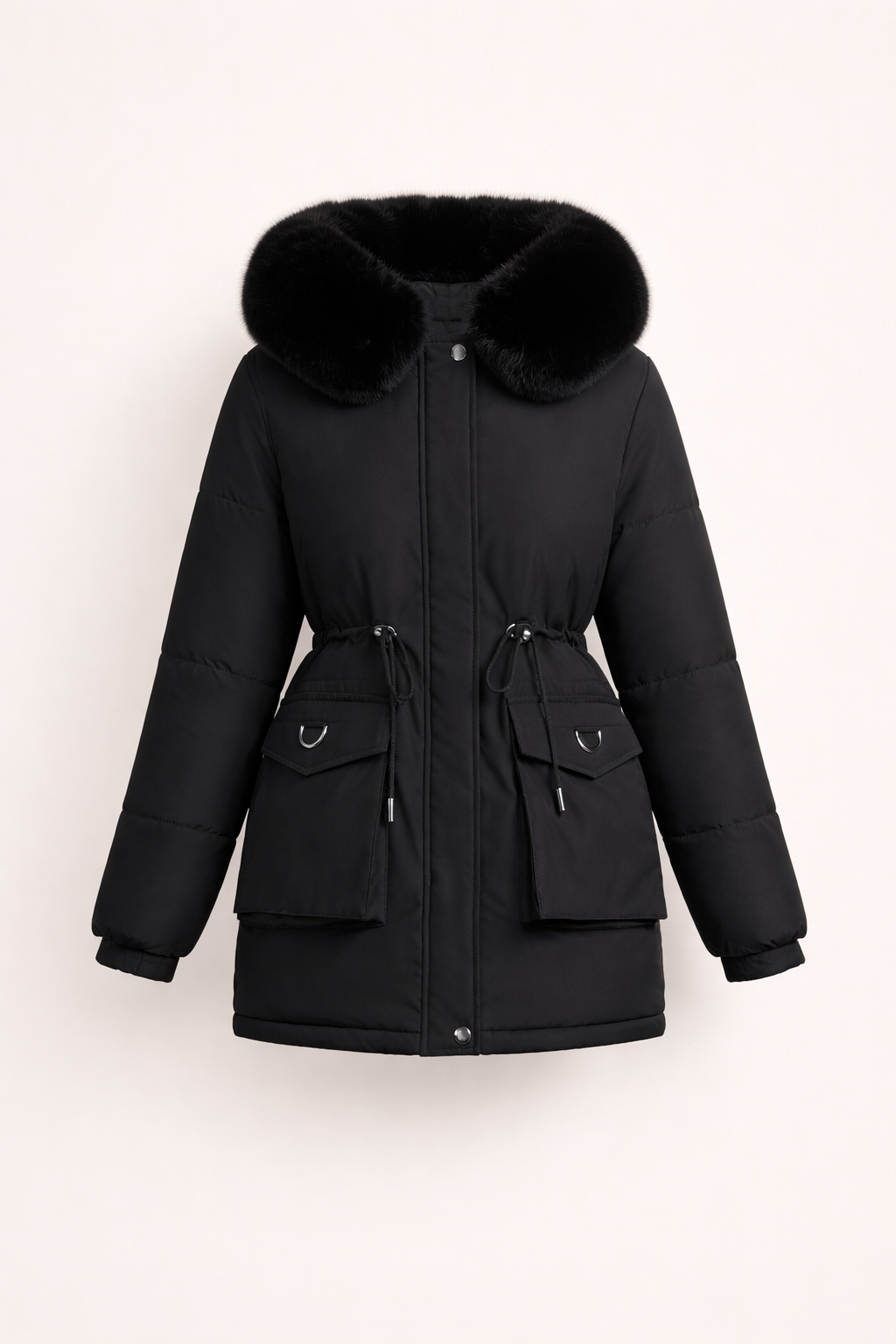 Luksusowa Zimowa Kurtka Puchowa z Kapturem