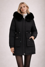 Luksusowa Zimowa Kurtka Puchowa z Kapturem