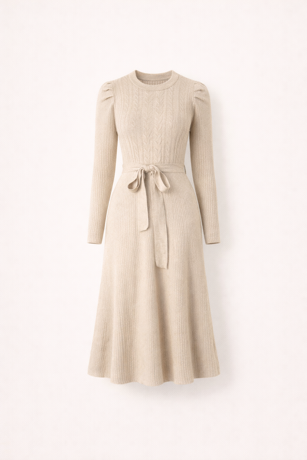 Sweter midi sukienka z paskiem