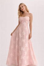 Maxi Sukienka z Kwiatową Strukturą