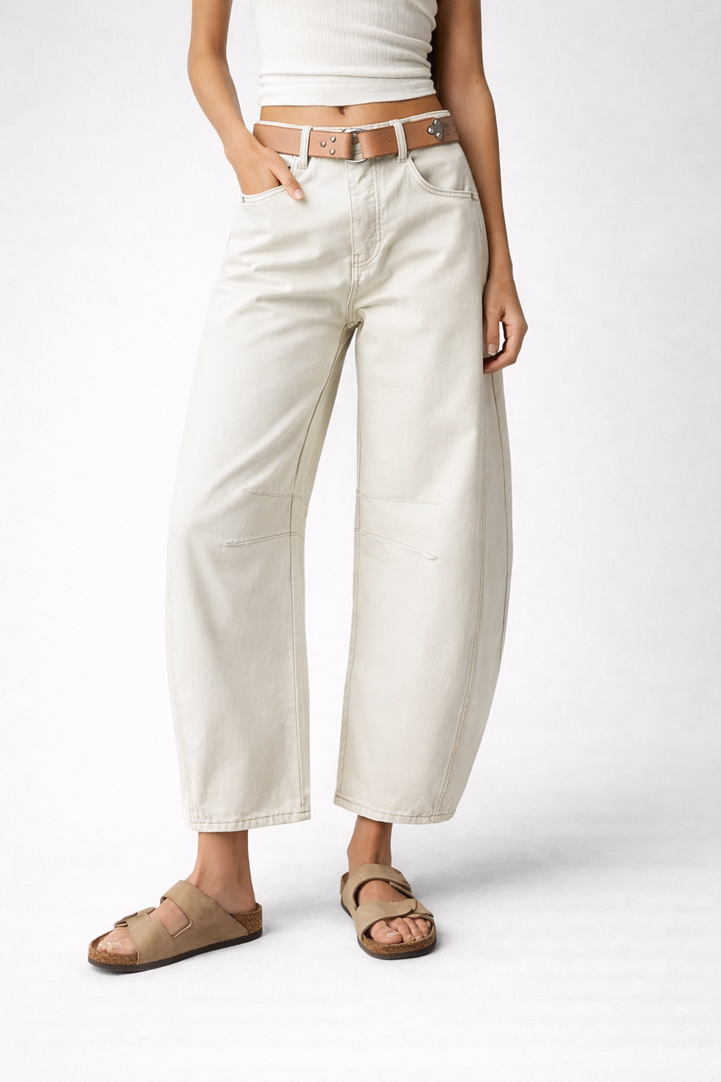 Letnie Bawełniane Spodnie Wide Leg