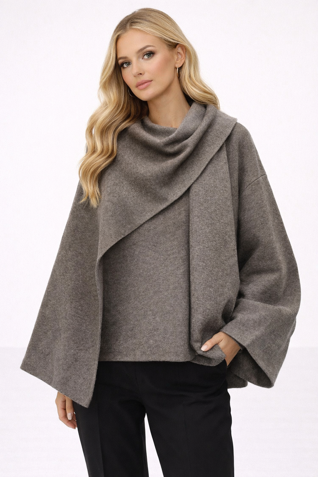 Drapowana Kurtka Wełniana