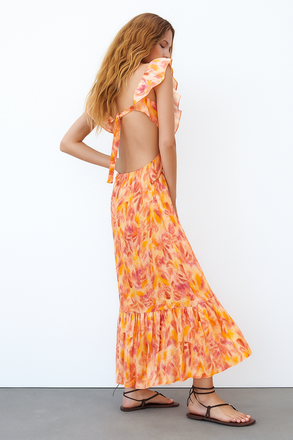Women's Wedding Guest Floral V Neck Maxi Dress