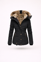 Pikowana zimowa kurtka z sztucznym futrem