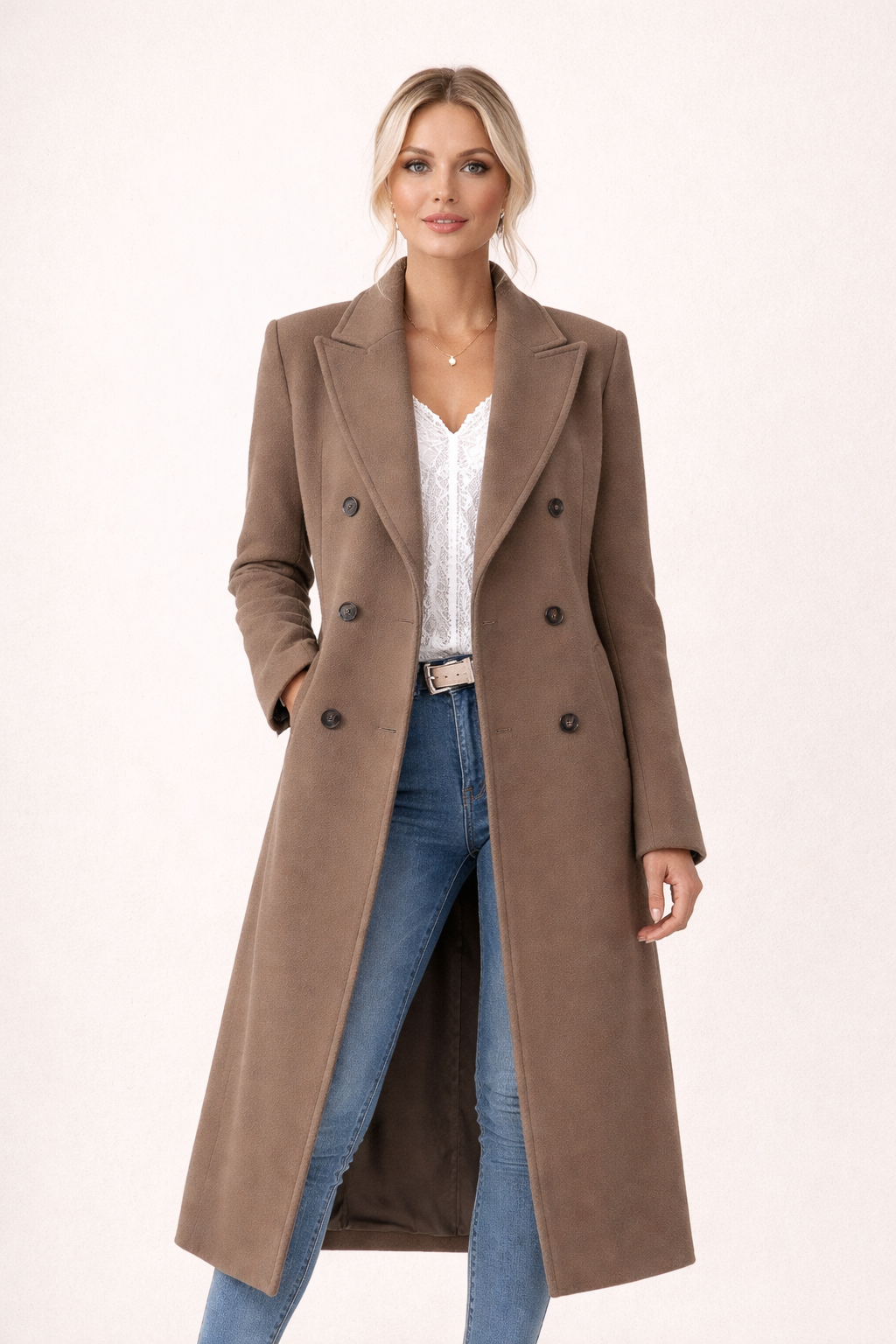 Luksusowy wełniany płaszcz