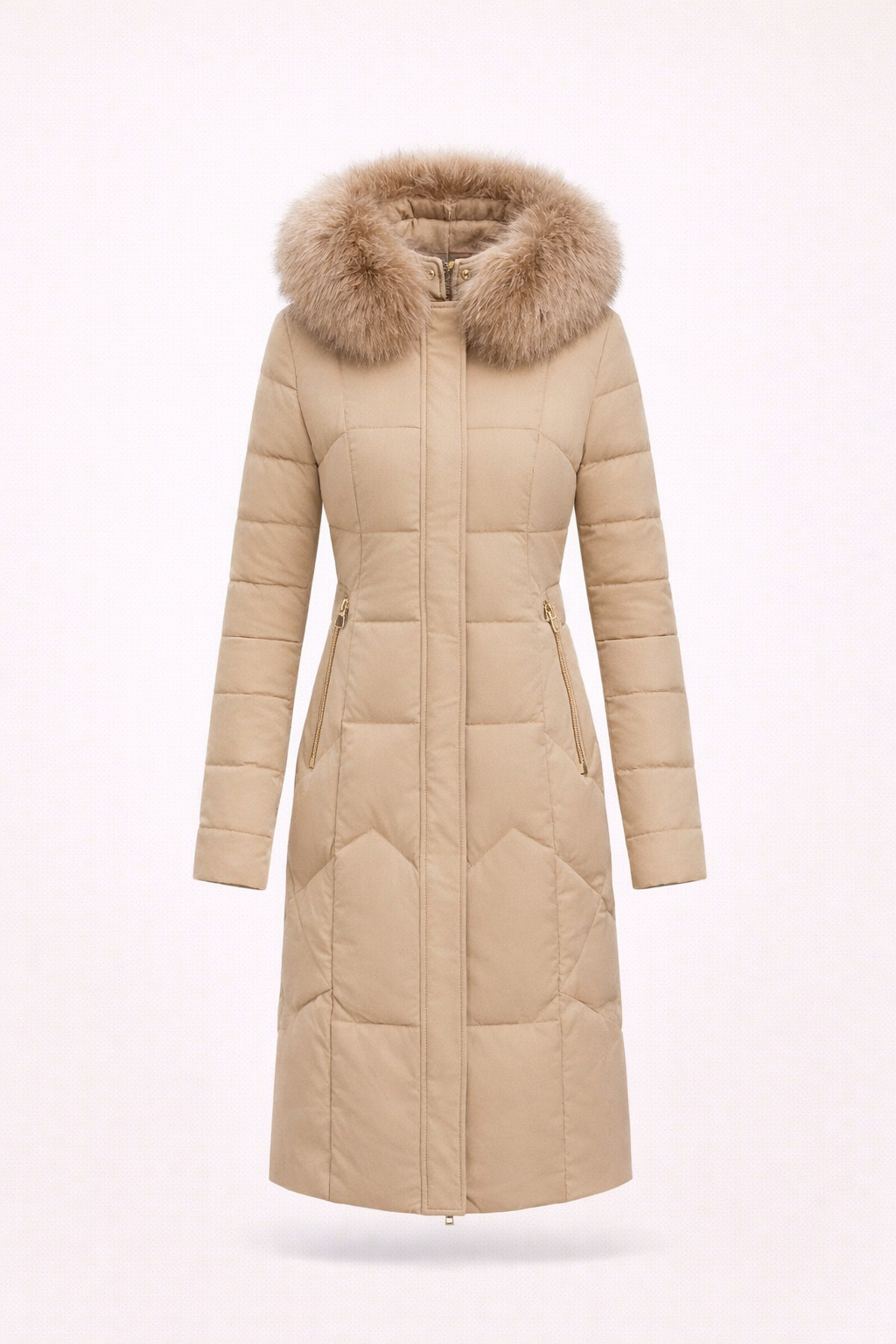 Luksusowy pikowany płaszcz zimowy