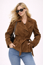 Kurtka z zamszu typu wrap