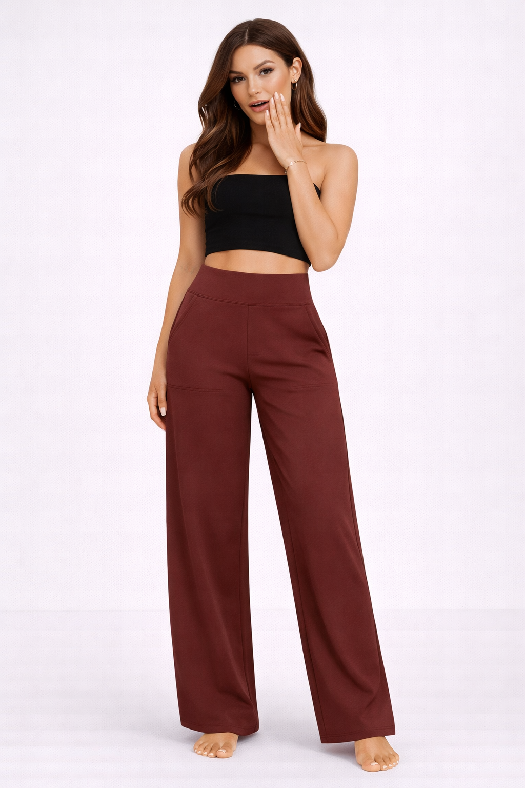 Wygodne Spodnie Stretch z Wysokim Stanem