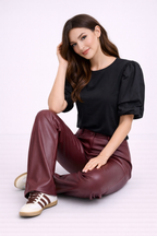 Luksusowe Spodnie Straight Leg z PU Skóry