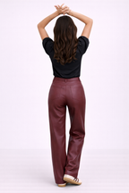 Luksusowe Spodnie Straight Leg z PU Skóry