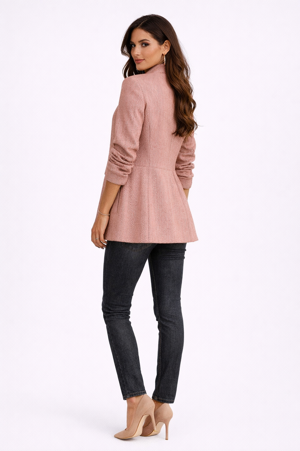 Elegancki Dopasowany Długi Żakiet