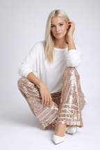 Luksusowe Spodnie z cekinami w kształcie dzwonów