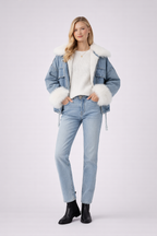 Kurtka dżinsowa z detalami z sztucznego futra