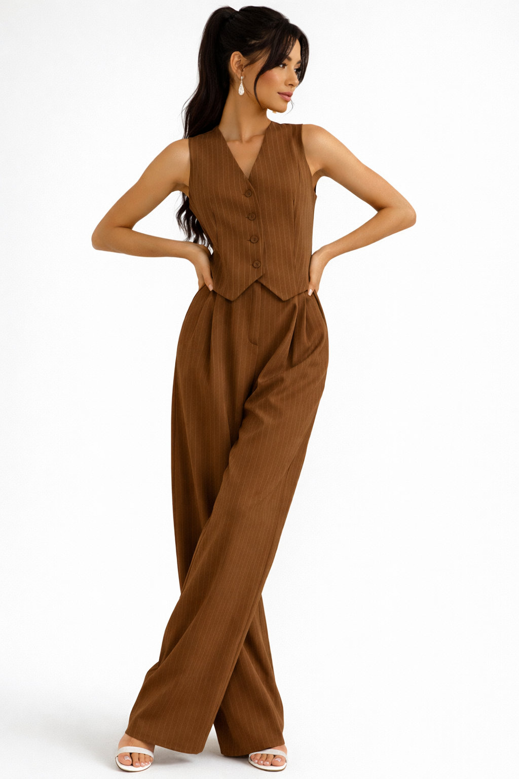 Nowoczesny Dwuczęściowy Zestaw w Prążki