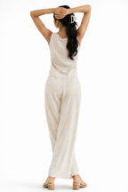 Miękki lniany letni zestaw dwuczęściowy