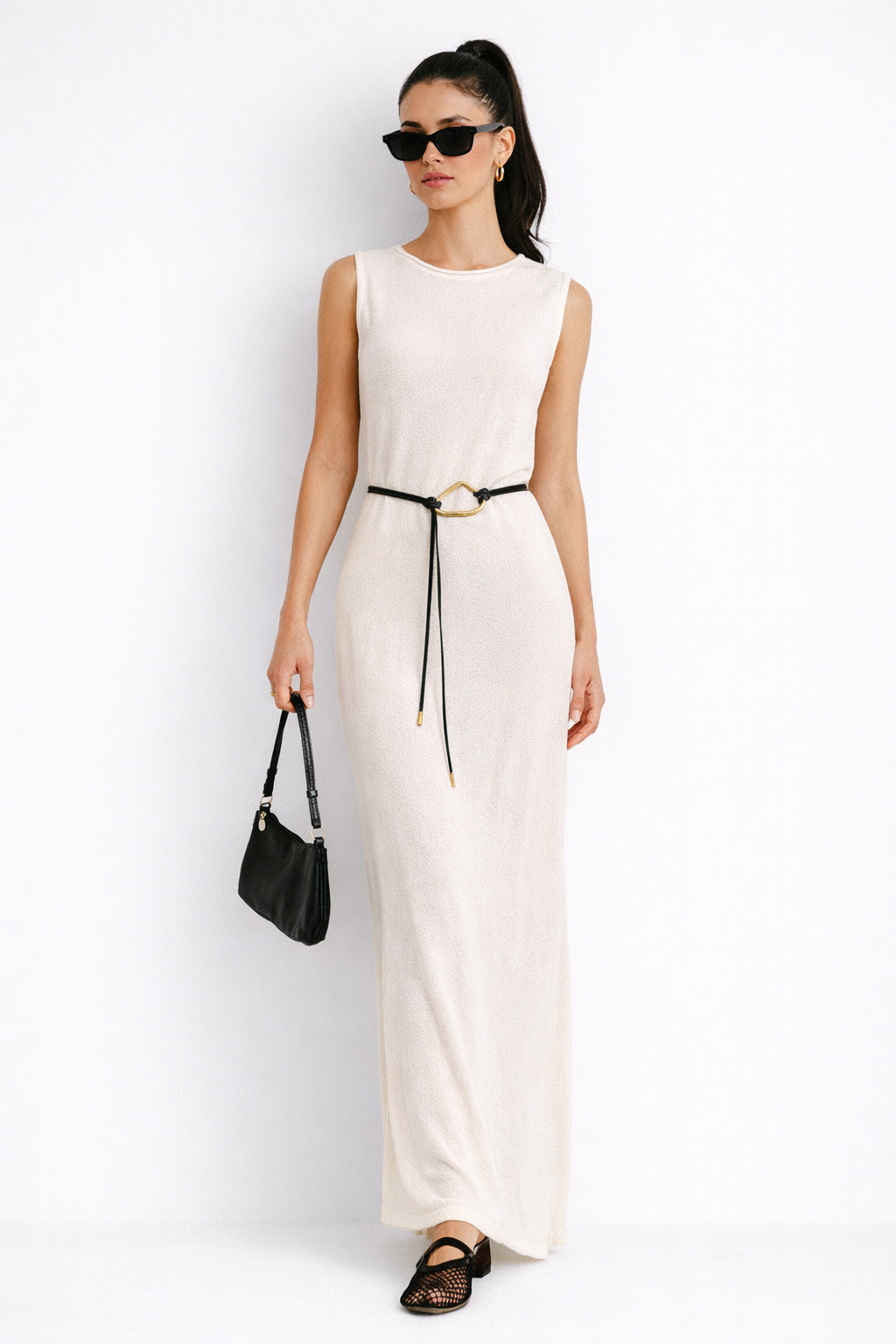 Letnia Sukienka Maxi z Teksturowanym Wykończeniem