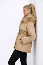 Luksusowa Kurtka Zimowa z Kapturem z Sztucznego Futra