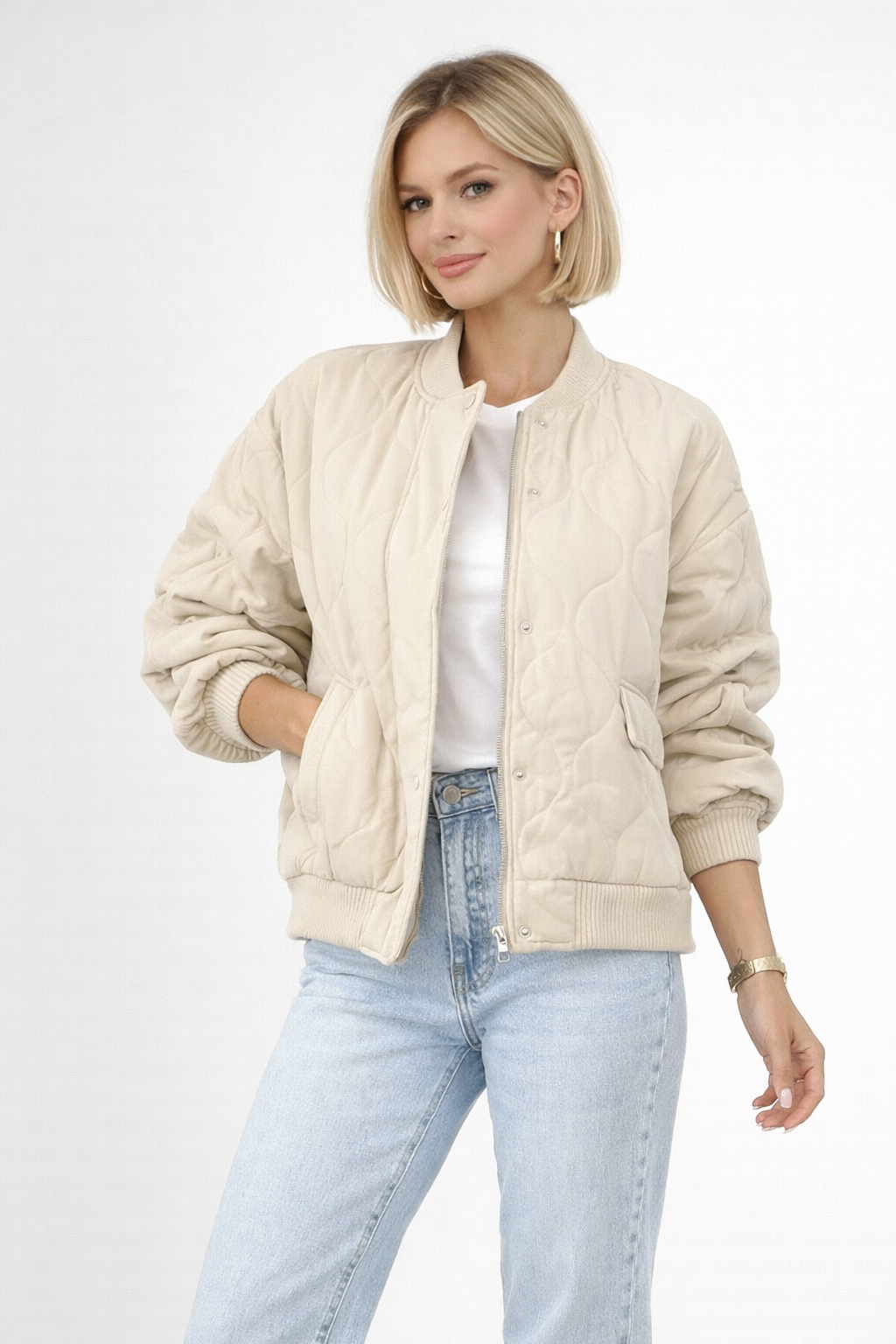 Pikowana codzienna kurtka bomber