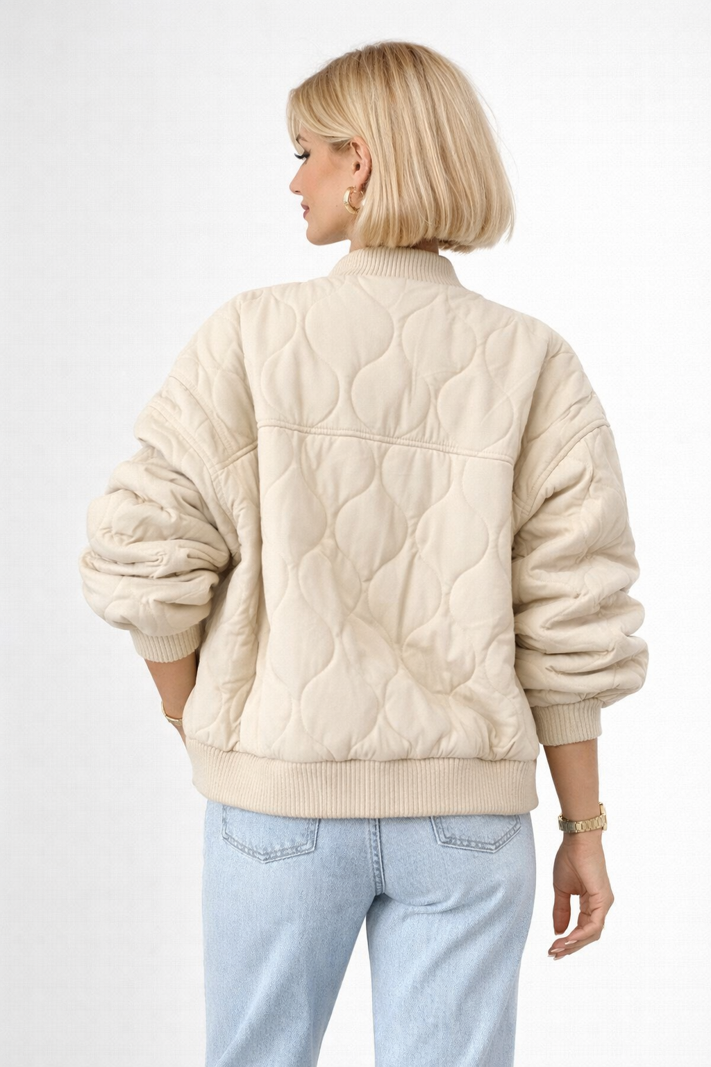 Pikowana codzienna kurtka bomber