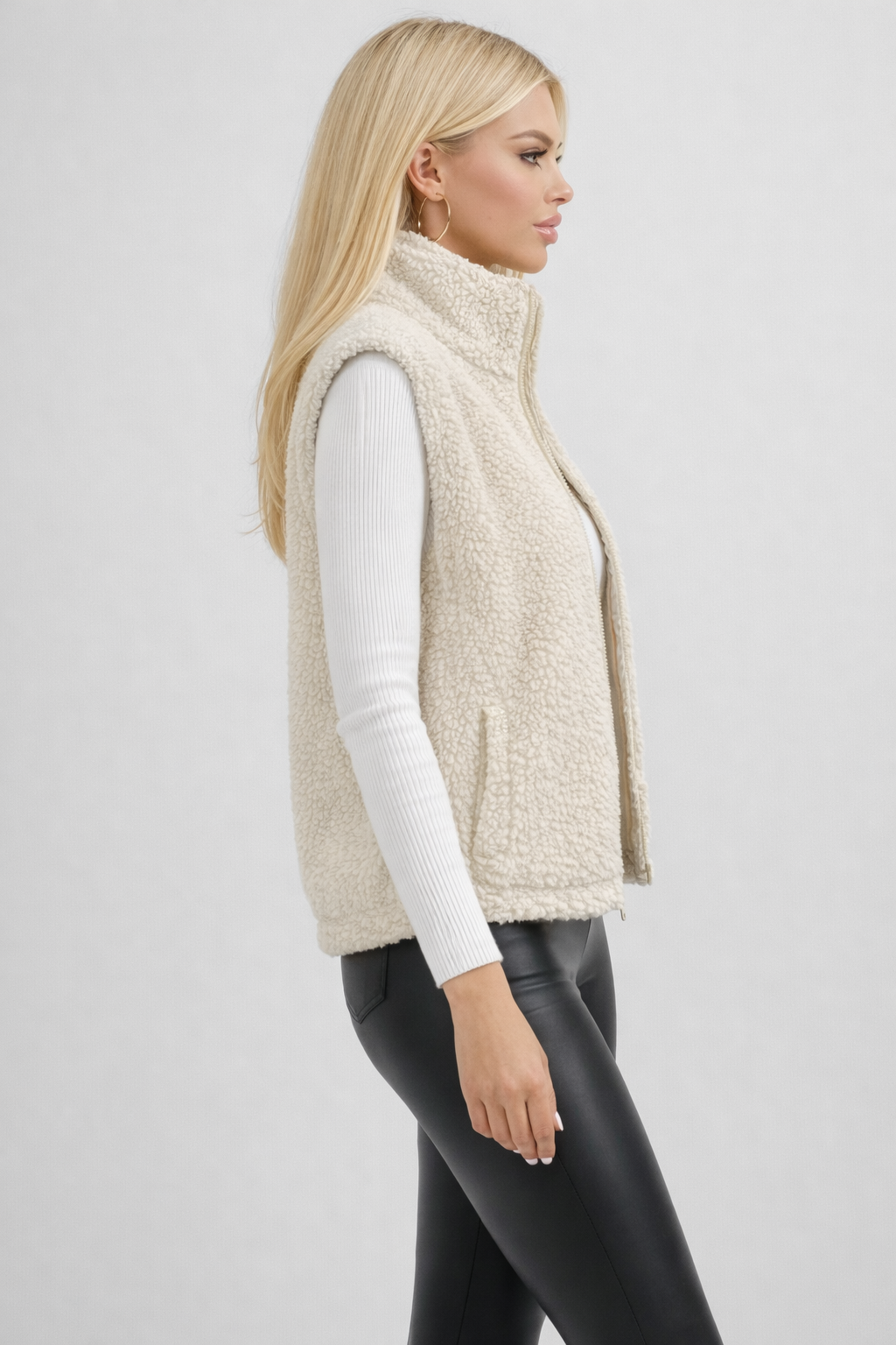Przytulny Teddy Zip Gilet