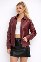 Luksusowa jesienna kurtka z ekoskóry