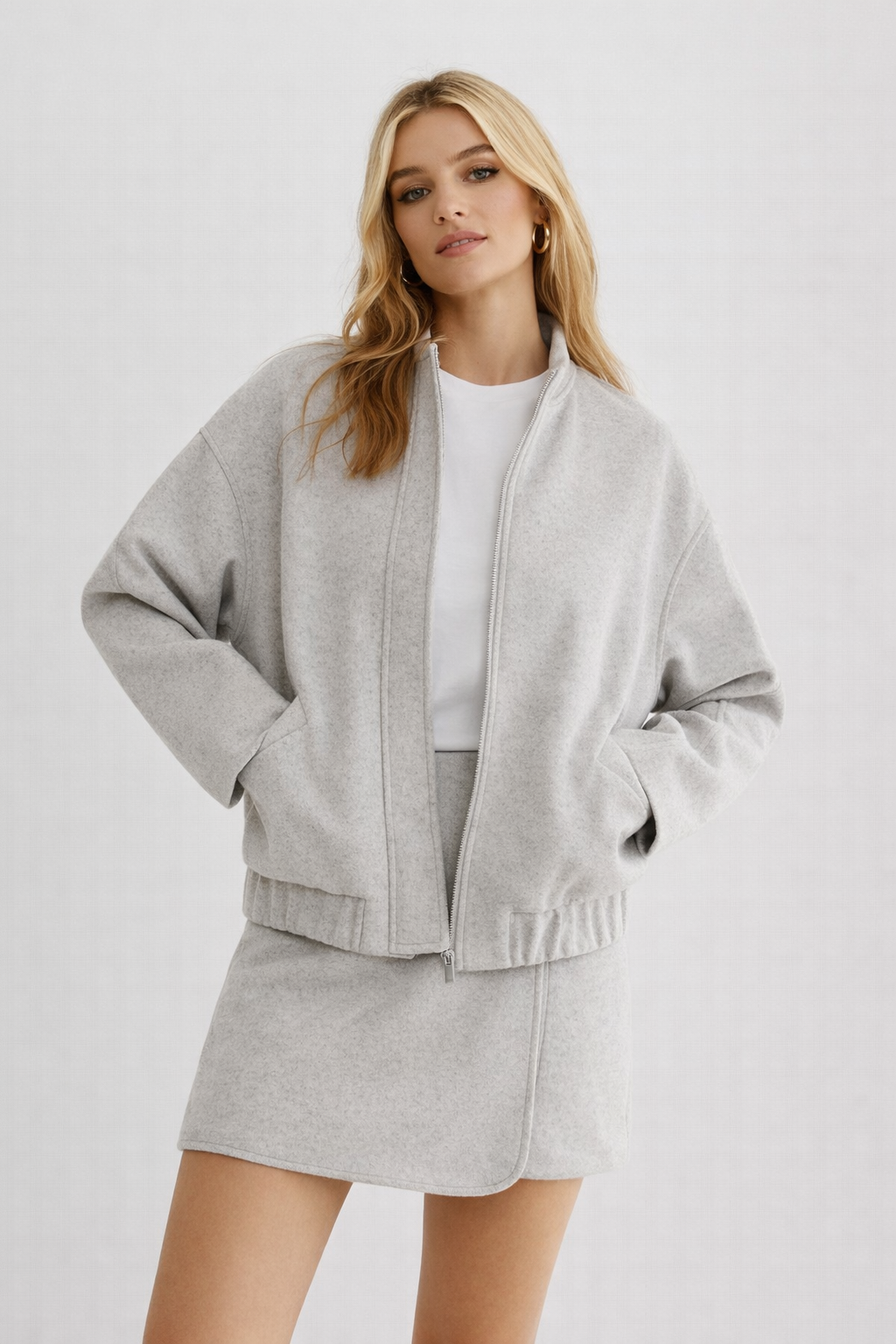 Miękka kurtka bomber z wełny