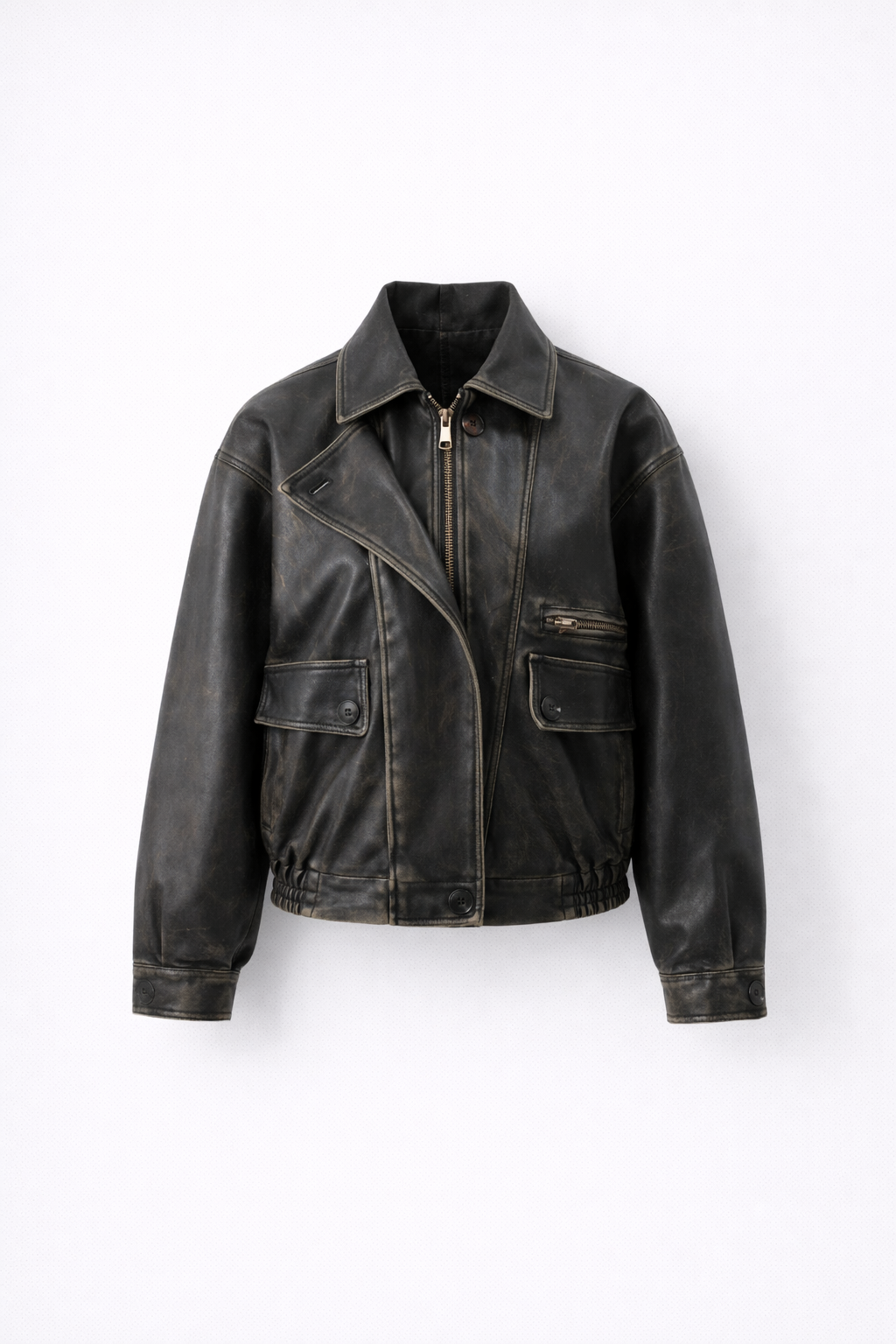 Jesień/Zima – Vintage Wygląd Skórzany – Oversized Kurtka