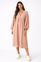 Lekka sukienka midi z dekoltem w serek