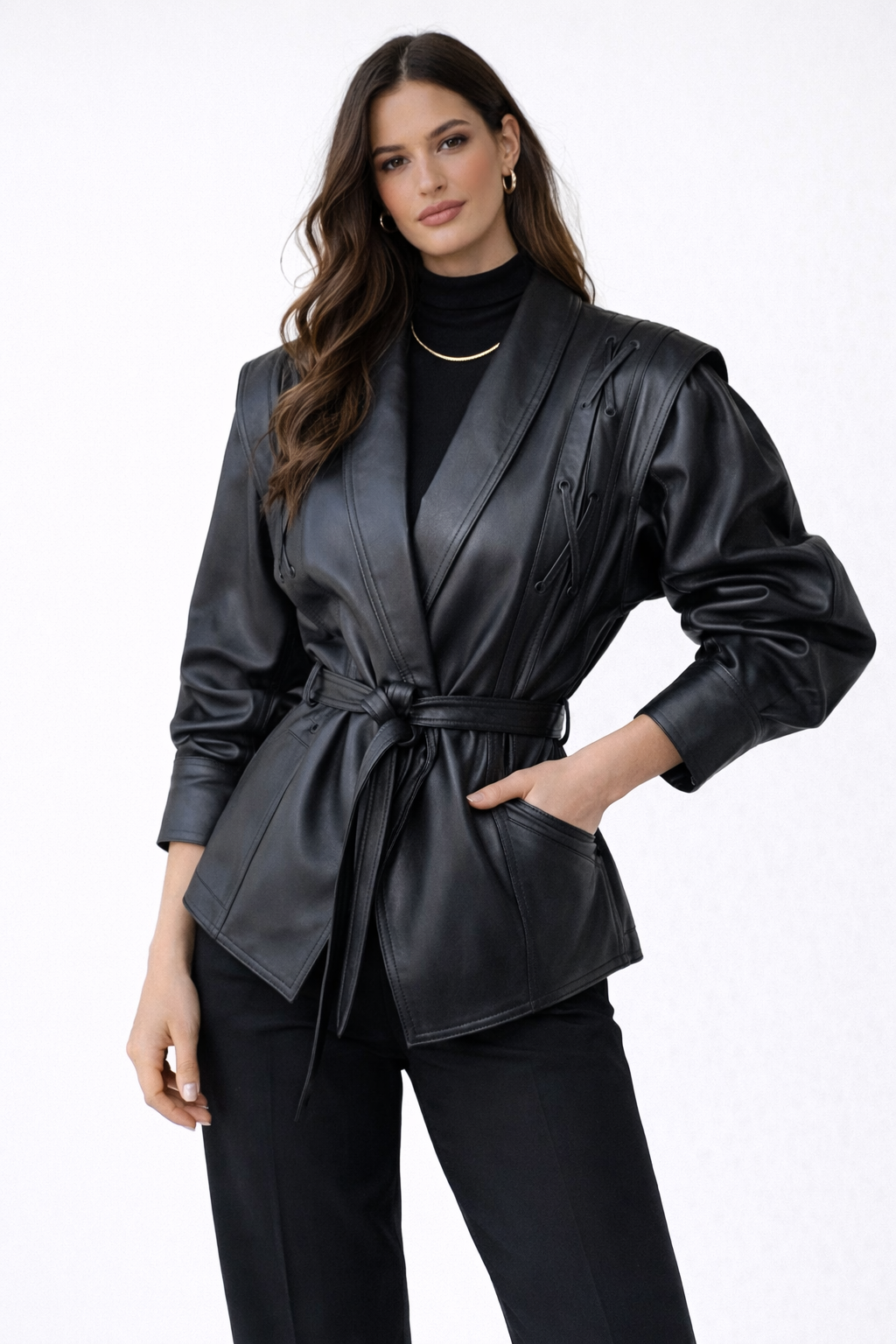 Jesień/Zima – Luksusowe Wykończenie Skórzane – Dopasowana Kurtka Statement