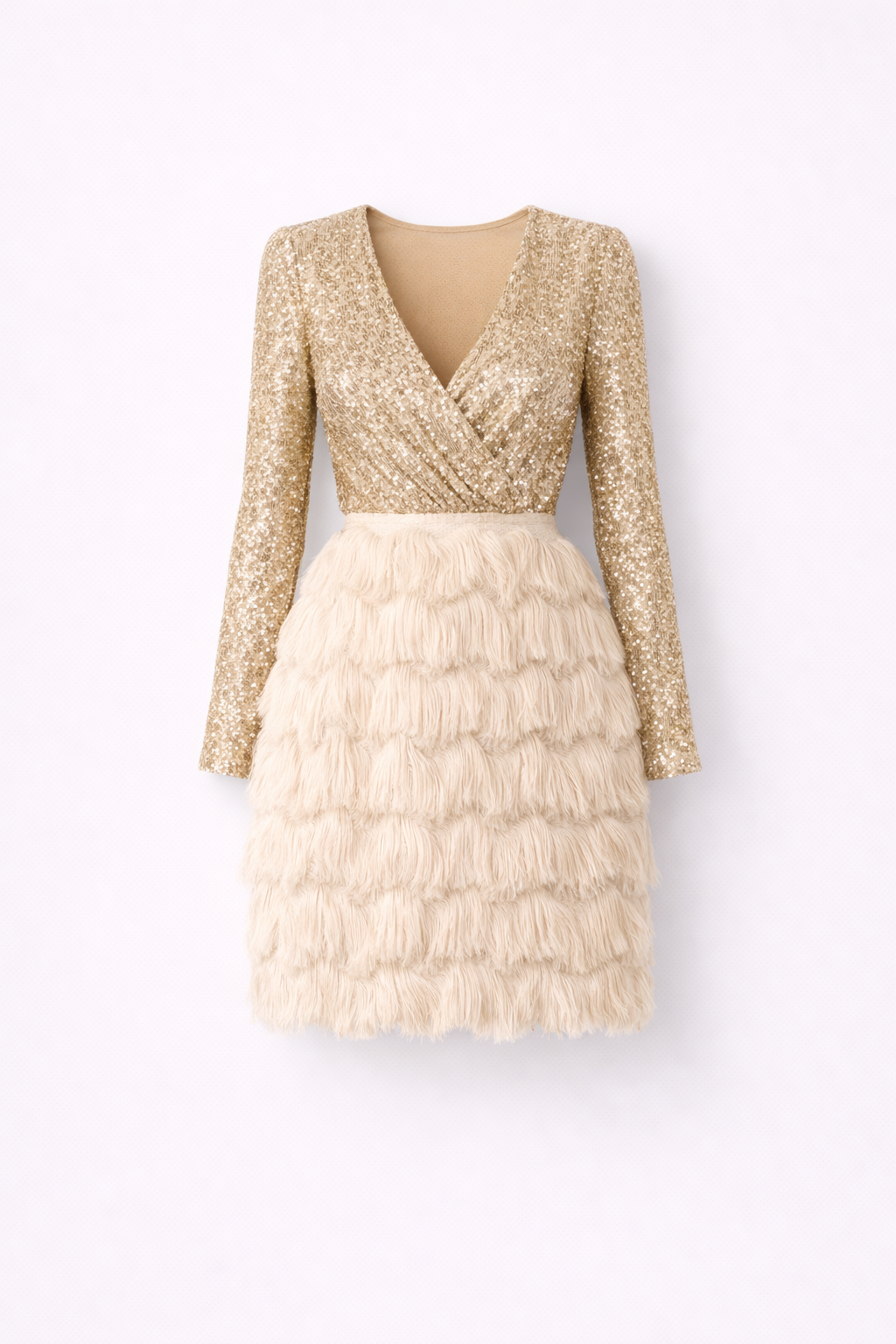 Sukienka na imprezę z piórami i cekinami