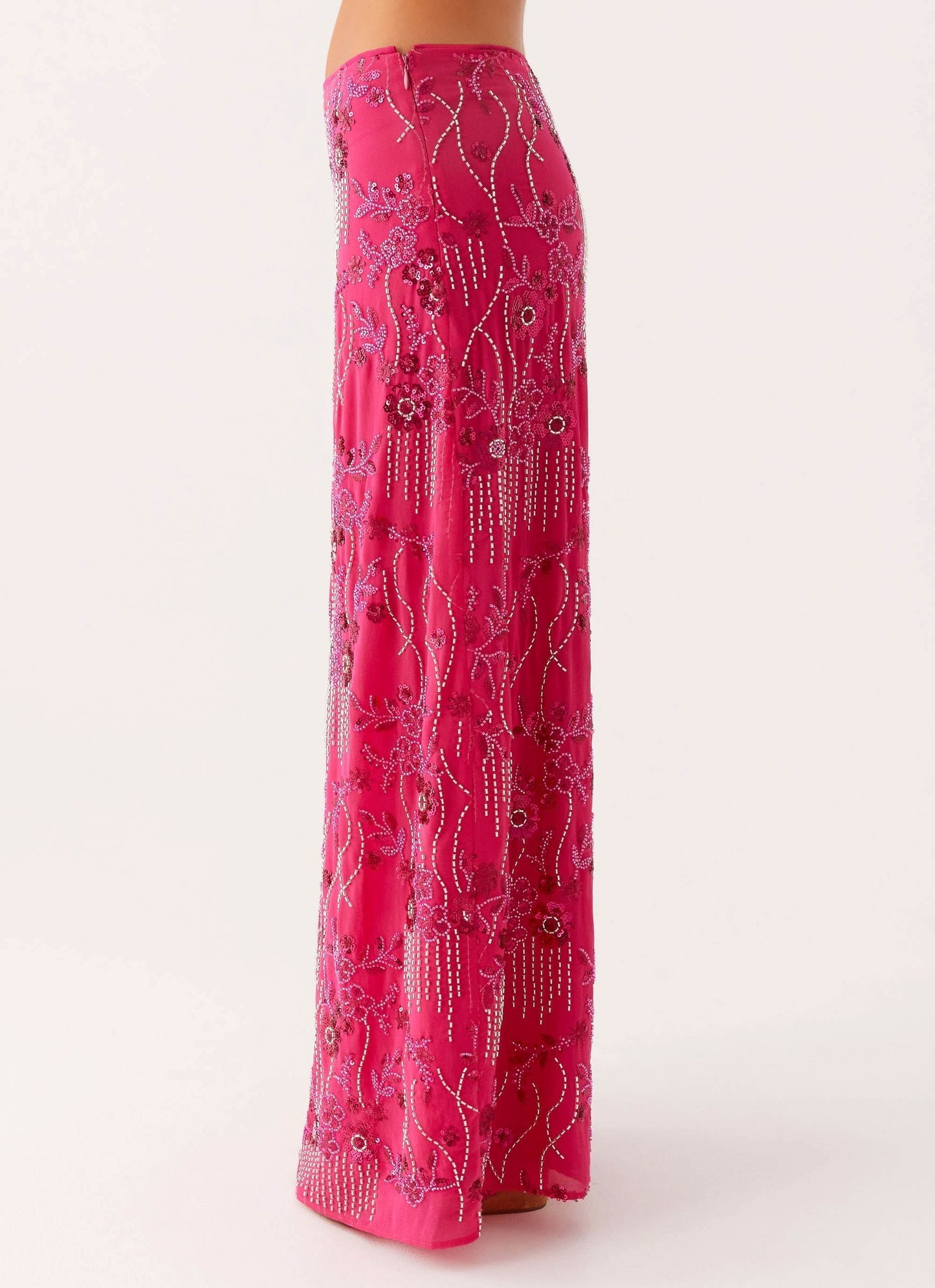 Women's Wedding Guest Floral Sequin Maxi Skirt