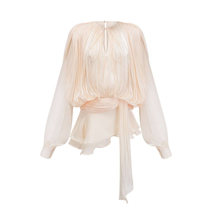 Women's Cocktail Long Sleeve Ruffled Mini Dress