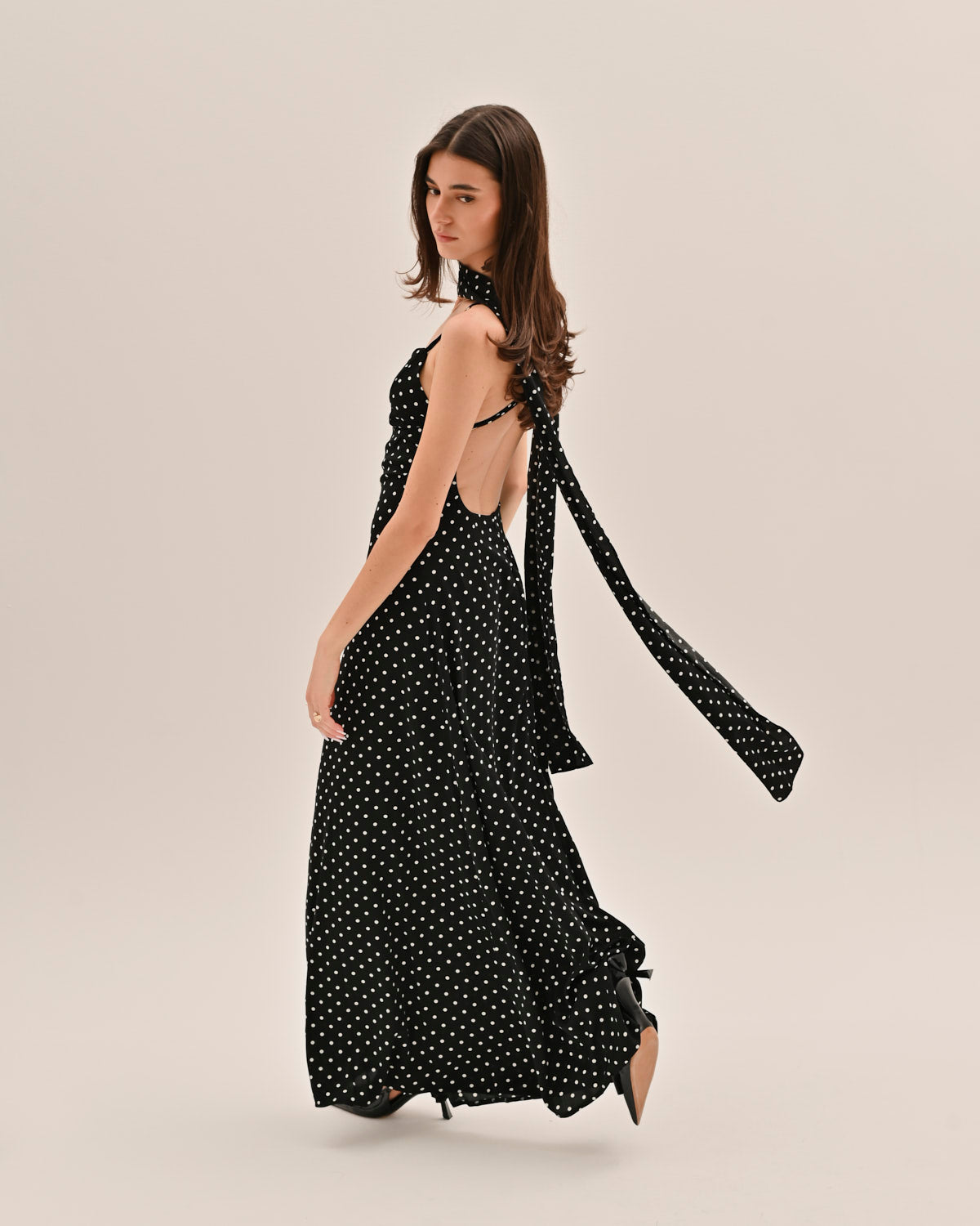 Women's Wedding Guest Polka Dot Sweetheart Maxi Dress