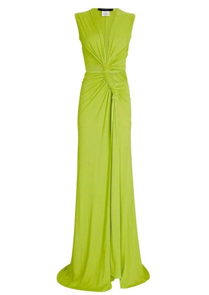 Women's Wedding Guest Cutout V Neck Slit Maxi Dress