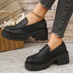 Chunky Platform Loafers z Obcasem