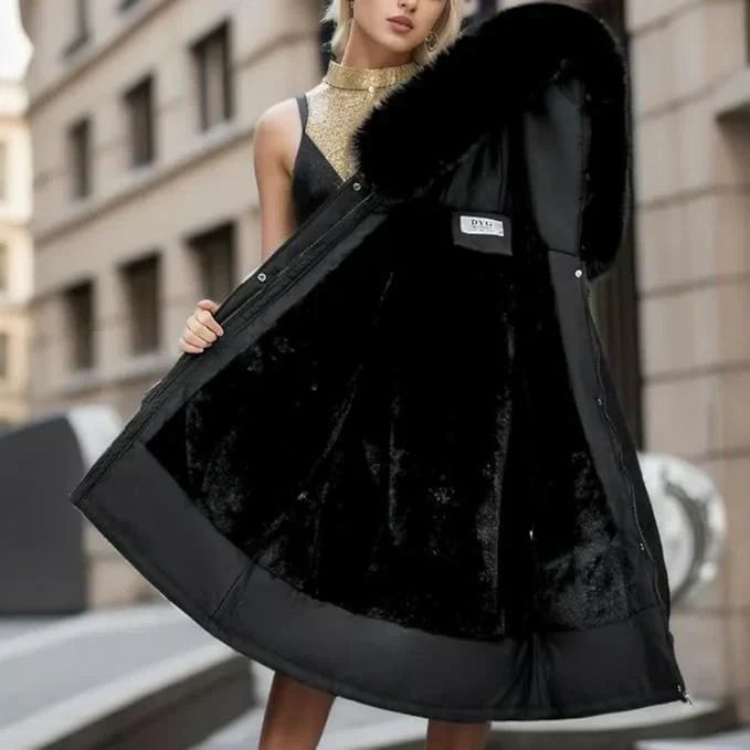 Luksusowa Zimowa Kurtka Puchowa z Kapturem