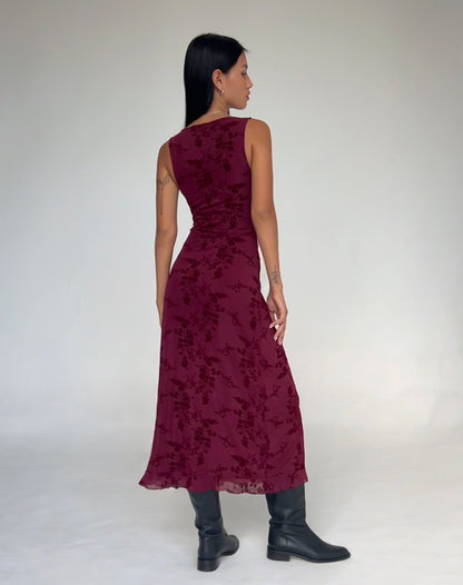 Women's Wedding Guest Floral V Neck Midi Dress