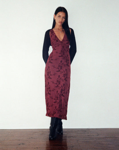 Women's Wedding Guest Floral V Neck Midi Dress