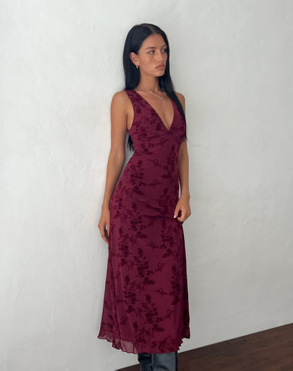 Women's Wedding Guest Floral V Neck Midi Dress